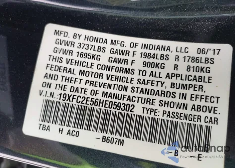 2017 Honda Civic Lx z USA, uszkodzony, nr VIN 19XFC2E56HE059302